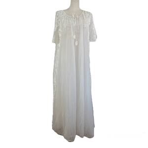 Vintage 60's Negligee Set Maxi White Lace Wedding Trousseau Lingerie Bridal